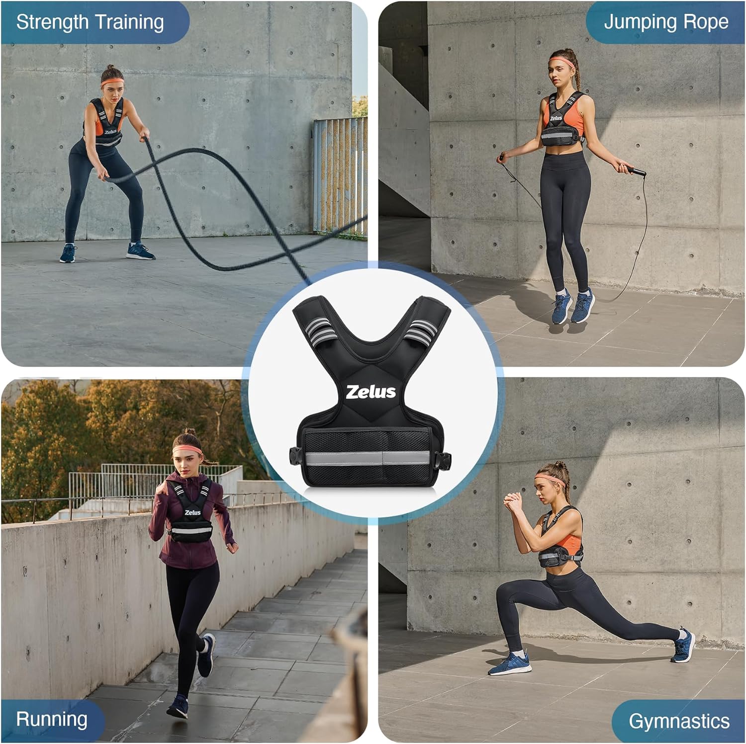 ZELUS Weighted Vest for Men & Women – Adjustable Weight Vest (4–32 lbs) with Iron Sand Weights | Ideal for Cardio, Strength Training & Home Workouts
